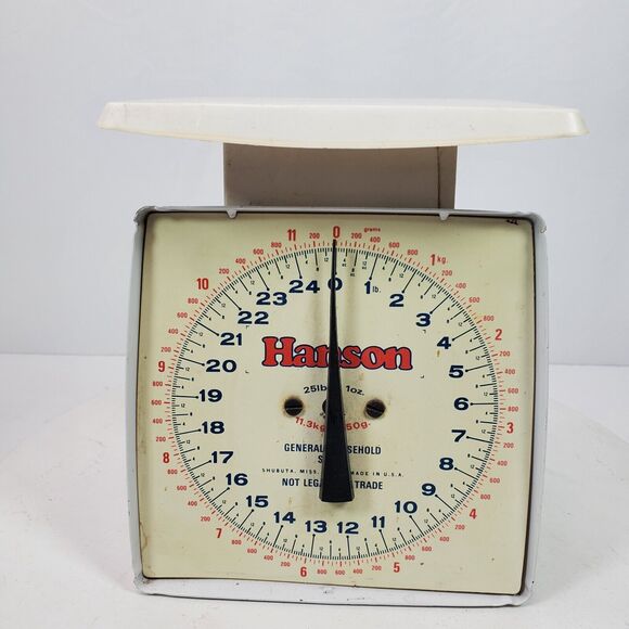 Vintage Hanson Household Utility Scale Classic White Black 25 Pound USA - Picture 1 of 7